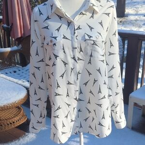 Karl Lagerfeld White and Black Eiffel Tower Blouse